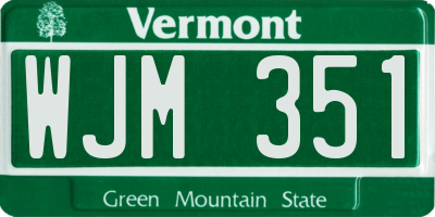 VT license plate WJM351