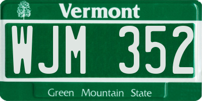 VT license plate WJM352