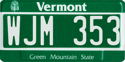 VT license plate WJM353
