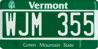 VT license plate WJM355