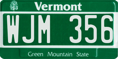 VT license plate WJM356
