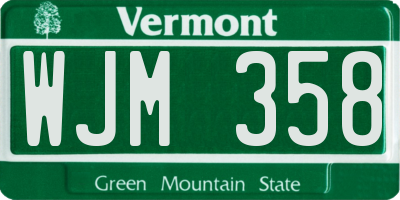 VT license plate WJM358