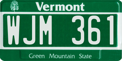VT license plate WJM361