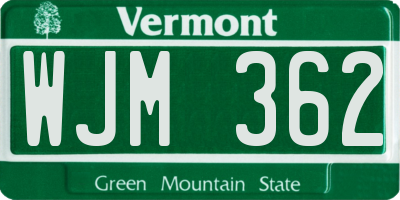 VT license plate WJM362