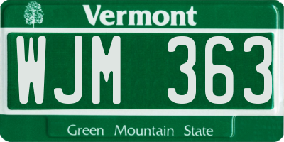 VT license plate WJM363