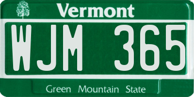 VT license plate WJM365