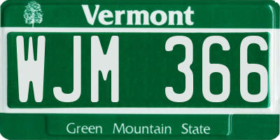VT license plate WJM366