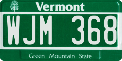 VT license plate WJM368