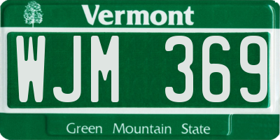 VT license plate WJM369