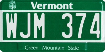VT license plate WJM374