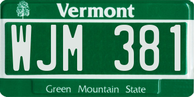 VT license plate WJM381
