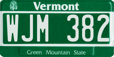 VT license plate WJM382