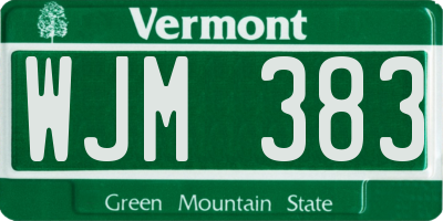 VT license plate WJM383