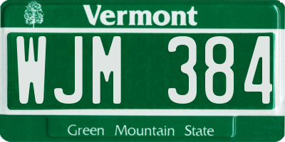 VT license plate WJM384