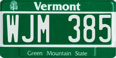 VT license plate WJM385