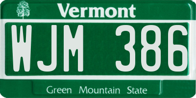 VT license plate WJM386