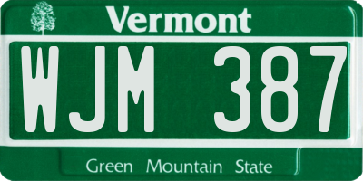 VT license plate WJM387