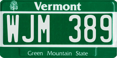 VT license plate WJM389