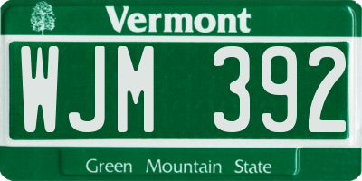 VT license plate WJM392