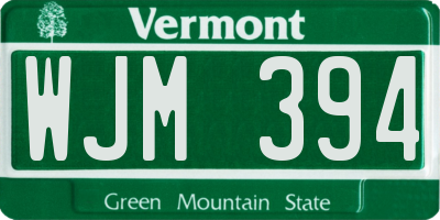 VT license plate WJM394