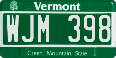 VT license plate WJM398