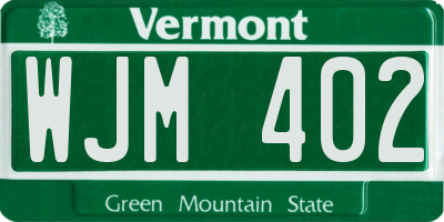 VT license plate WJM402