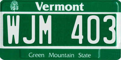 VT license plate WJM403