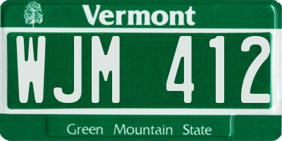 VT license plate WJM412