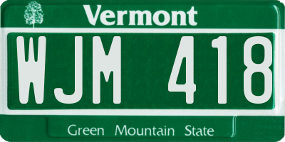 VT license plate WJM418