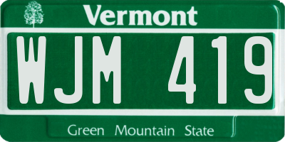 VT license plate WJM419