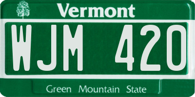 VT license plate WJM420