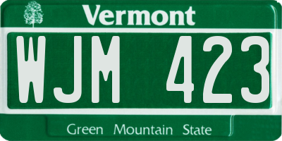 VT license plate WJM423
