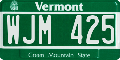 VT license plate WJM425