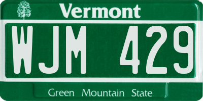 VT license plate WJM429