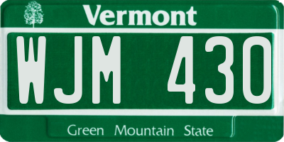 VT license plate WJM430