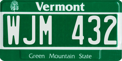 VT license plate WJM432