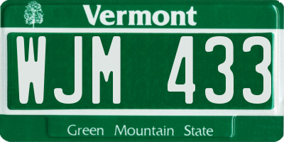 VT license plate WJM433