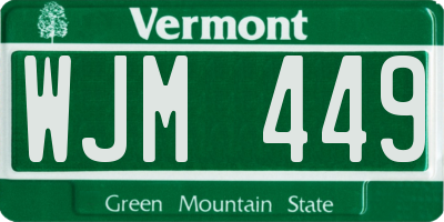 VT license plate WJM449