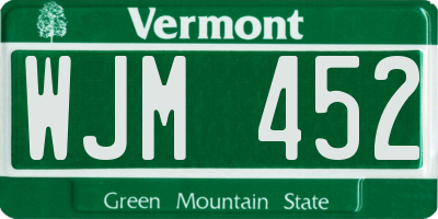 VT license plate WJM452