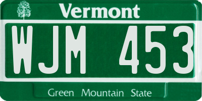 VT license plate WJM453