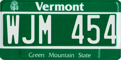 VT license plate WJM454