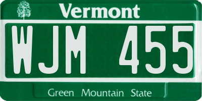 VT license plate WJM455