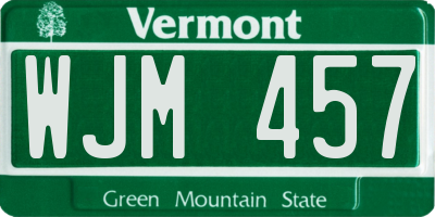 VT license plate WJM457