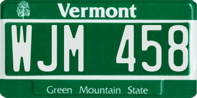 VT license plate WJM458