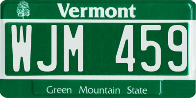VT license plate WJM459