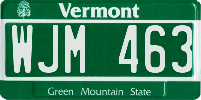 VT license plate WJM463