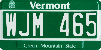 VT license plate WJM465