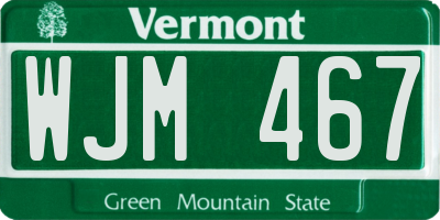 VT license plate WJM467