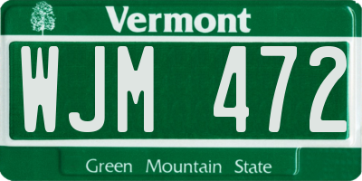 VT license plate WJM472