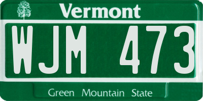 VT license plate WJM473